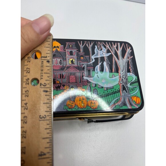 Vintage Keller Charles Halloween Tin Box Haunted House Ghosts Jack O Lanterns - Picture 11 of 12